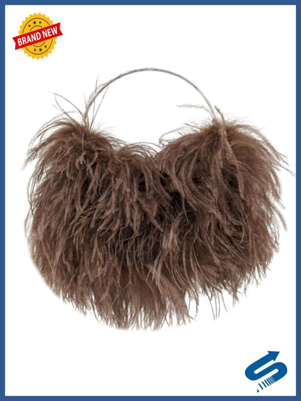 Ostrich Feather Evening Purse Moon Hobo Bag Top Handle Party Wedding